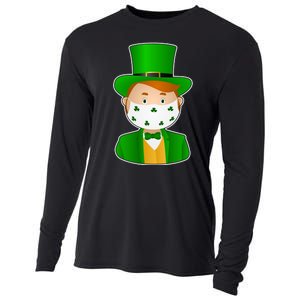 St Pattys Day Quarantine Leprechaun Masked Cooling Performance Long Sleeve Crew