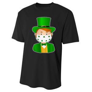 St Pattys Day Quarantine Leprechaun Masked Performance Sprint T-Shirt