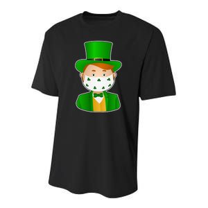 St Pattys Day Quarantine Leprechaun Masked Youth Performance Sprint T-Shirt