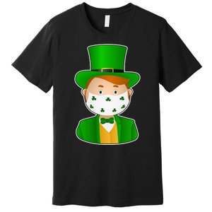 St Pattys Day Quarantine Leprechaun Masked Premium T-Shirt