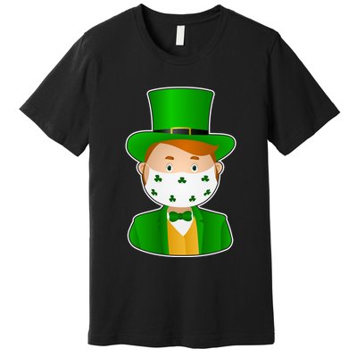 St Pattys Day Quarantine Leprechaun Masked Premium T-Shirt