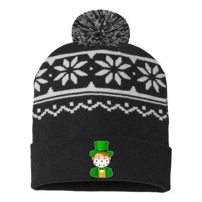 St Pattys Day Quarantine Leprechaun Masked USA-Made Snowflake Beanie