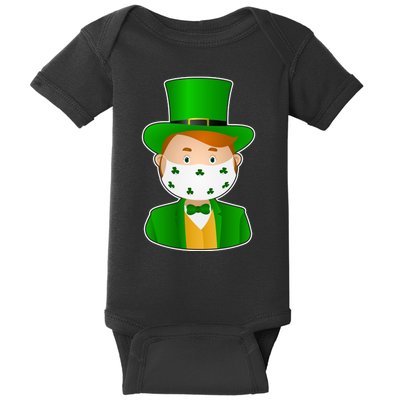 St Pattys Day Quarantine Leprechaun Masked Baby Bodysuit