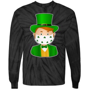 St Pattys Day Quarantine Leprechaun Masked Tie-Dye Long Sleeve Shirt