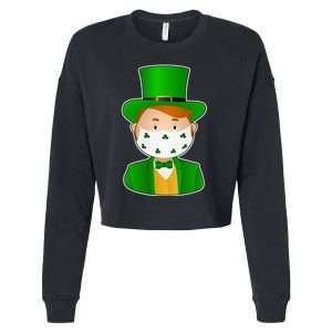 St Pattys Day Quarantine Leprechaun Masked Cropped Pullover Crew