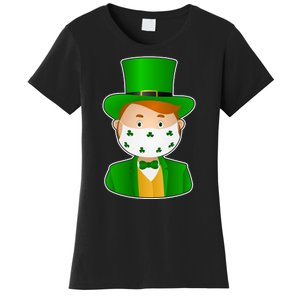 St Pattys Day Quarantine Leprechaun Masked Women's T-Shirt