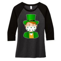 St Pattys Day Quarantine Leprechaun Masked Women's Tri-Blend 3/4-Sleeve Raglan Shirt