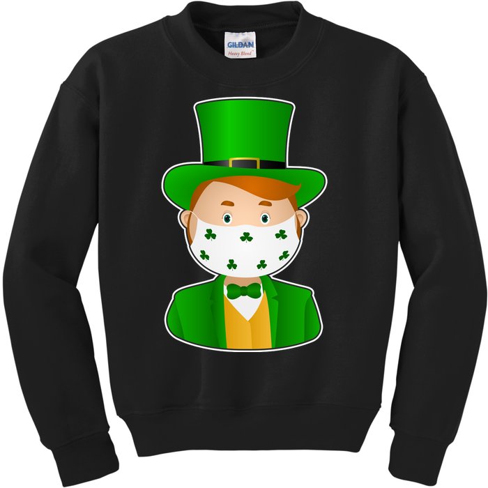 St Pattys Day Quarantine Leprechaun Masked Kids Sweatshirt