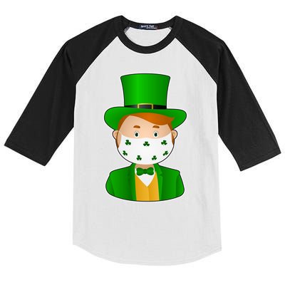 St Pattys Day Quarantine Leprechaun Masked Kids Colorblock Raglan Jersey