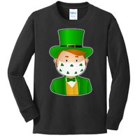 St Pattys Day Quarantine Leprechaun Masked Kids Long Sleeve Shirt