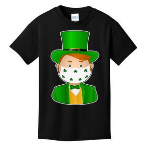 St Pattys Day Quarantine Leprechaun Masked Kids T-Shirt