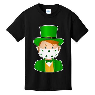 St Pattys Day Quarantine Leprechaun Masked Kids T-Shirt
