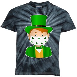 St Pattys Day Quarantine Leprechaun Masked Kids Tie-Dye T-Shirt