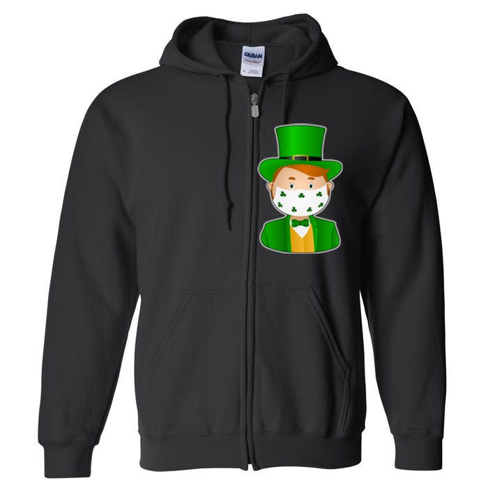 St Pattys Day Quarantine Leprechaun Masked Full Zip Hoodie