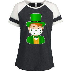 St Pattys Day Quarantine Leprechaun Masked Enza Ladies Jersey Colorblock Tee