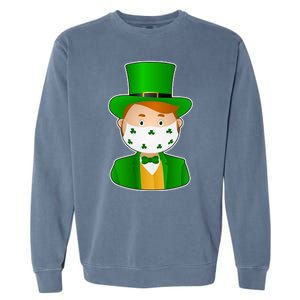 St Pattys Day Quarantine Leprechaun Masked Garment-Dyed Sweatshirt