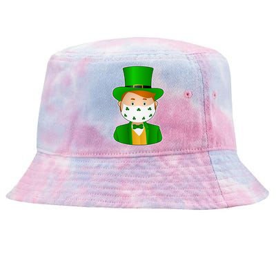 St Pattys Day Quarantine Leprechaun Masked Tie-Dyed Bucket Hat