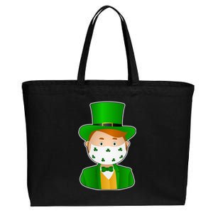 St Pattys Day Quarantine Leprechaun Masked Cotton Canvas Jumbo Tote