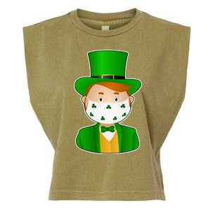 St Pattys Day Quarantine Leprechaun Masked Garment-Dyed Women's Muscle Tee