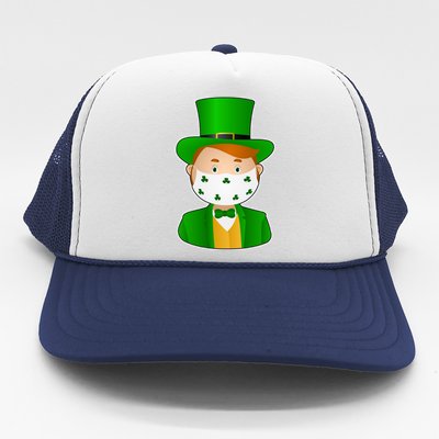 St Pattys Day Quarantine Leprechaun Masked Trucker Hat