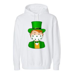 St Pattys Day Quarantine Leprechaun Masked Garment-Dyed Fleece Hoodie