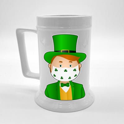 St Pattys Day Quarantine Leprechaun Masked Beer Stein