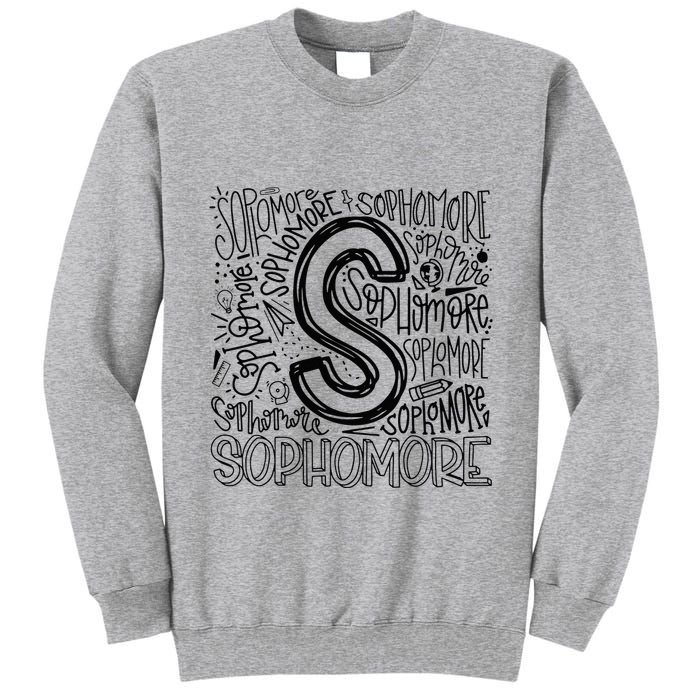 Sophomore Tenth 10th Grade Typography Back To School Tall Sweatshirt