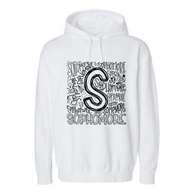 Sophomore Tenth 10th Grade Typography Back To School Garment-Dyed Fleece Hoodie