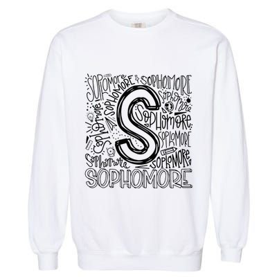 Sophomore Tenth 10th Grade Typography Back To School Garment-Dyed Sweatshirt