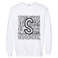 Sophomore Tenth 10th Grade Typography Back To School Garment-Dyed Sweatshirt