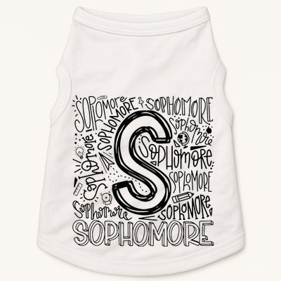 Sophomore Tenth 10th Grade Typography Back To School Doggie Tank