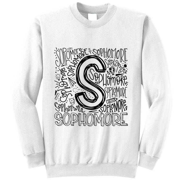Sophomore Tenth 10th Grade Typography Back To School Sweatshirt