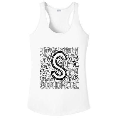 Sophomore Tenth 10th Grade Typography Back To School Ladies PosiCharge Competitor Racerback Tank