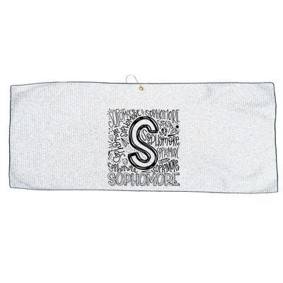 Sophomore Tenth 10th Grade Typography Back To School Large Microfiber Waffle Golf Towel