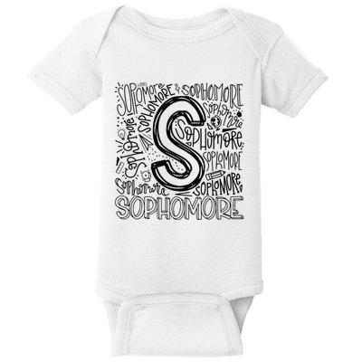 Sophomore Tenth 10th Grade Typography Back To School Baby Bodysuit