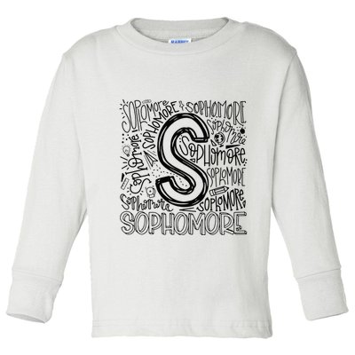 Sophomore Tenth 10th Grade Typography Back To School Toddler Long Sleeve Shirt