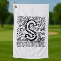 Sophomore Tenth 10th Grade Typography Back To School Golf Towel