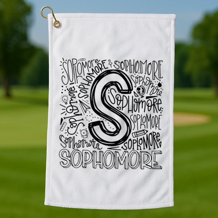 Sophomore Tenth 10th Grade Typography Back To School Golf Towel