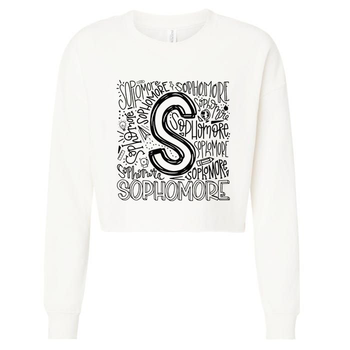 Sophomore Tenth 10th Grade Typography Back To School Cropped Pullover Crew