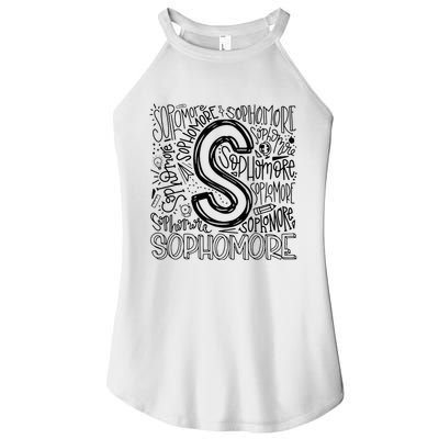 Sophomore Tenth 10th Grade Typography Back To School Women's Perfect Tri Rocker Tank