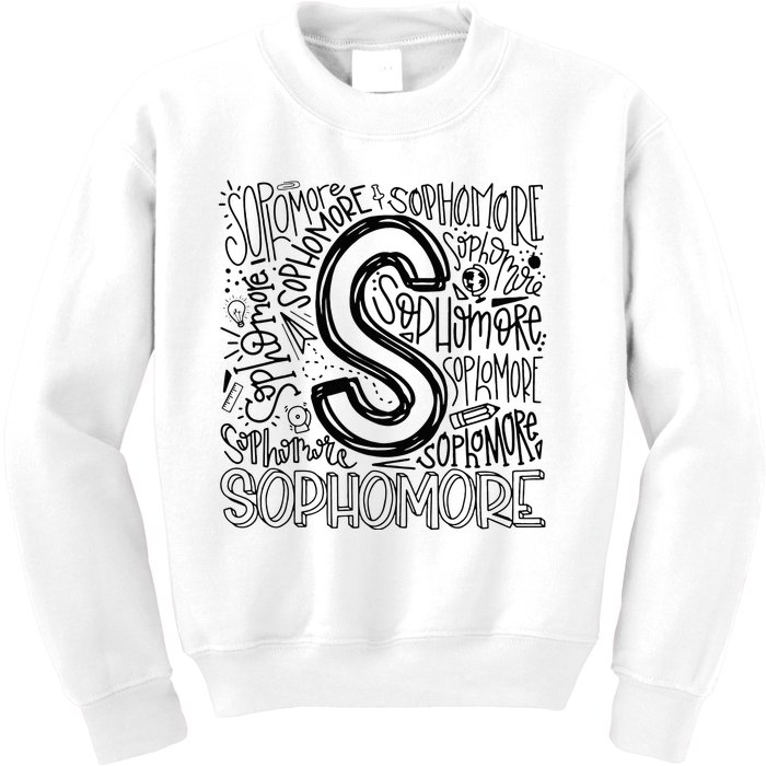 Sophomore Tenth 10th Grade Typography Back To School Kids Sweatshirt