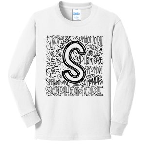 Sophomore Tenth 10th Grade Typography Back To School Kids Long Sleeve Shirt