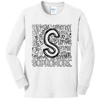 Sophomore Tenth 10th Grade Typography Back To School Kids Long Sleeve Shirt