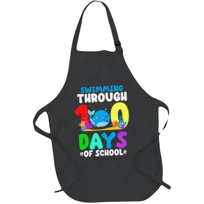 Swimming Through 100 Days Of School Funny Whale Full-Length Apron With Pockets