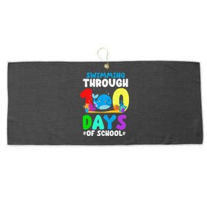 Swimming Through 100 Days Of School Funny Whale Large Microfiber Waffle Golf Towel