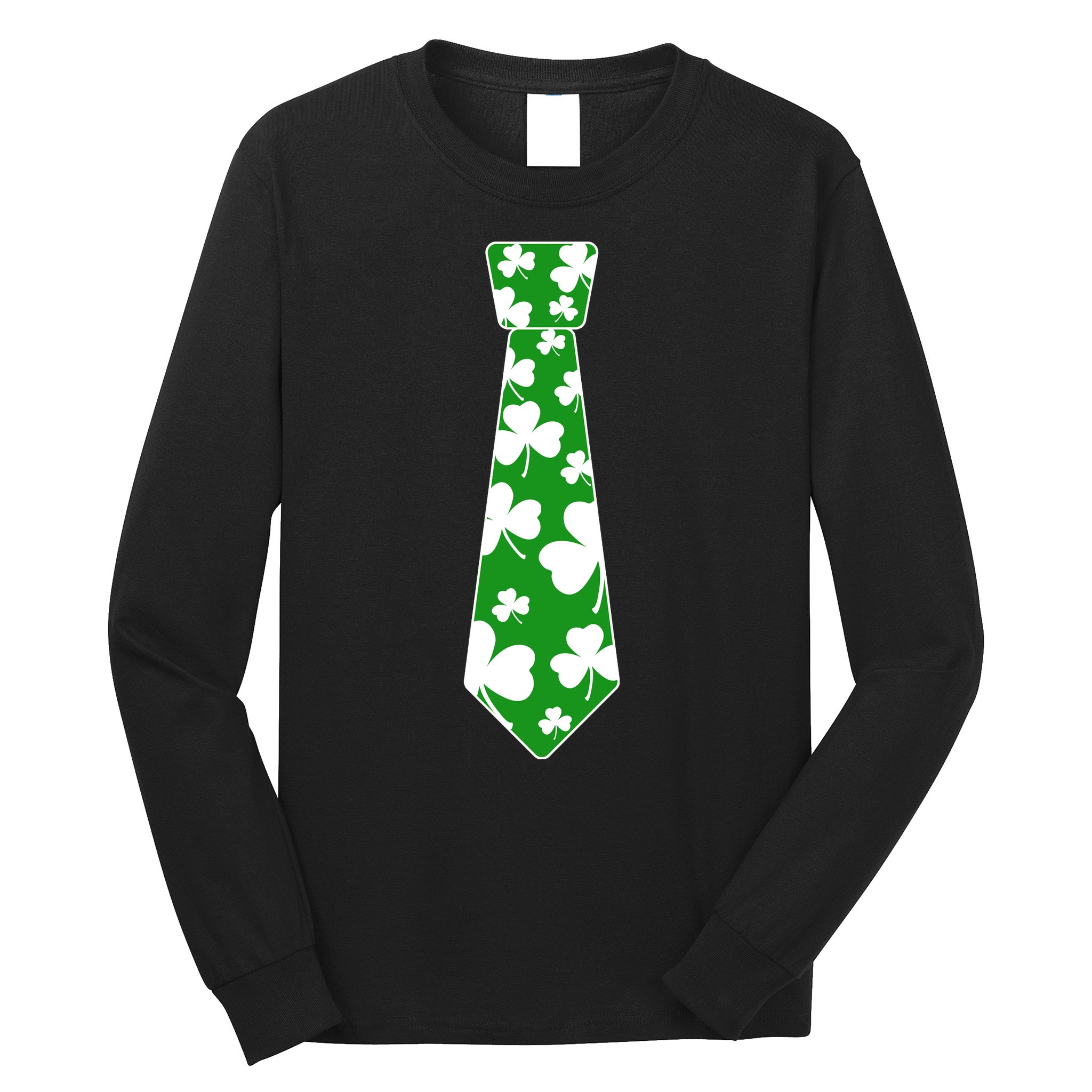 Shamrock Irish Clover Party Tie Long Sleeve Shirt