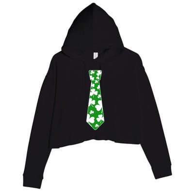 Shamrock Irish Clover Party Tie Crop Fleece Hoodie
