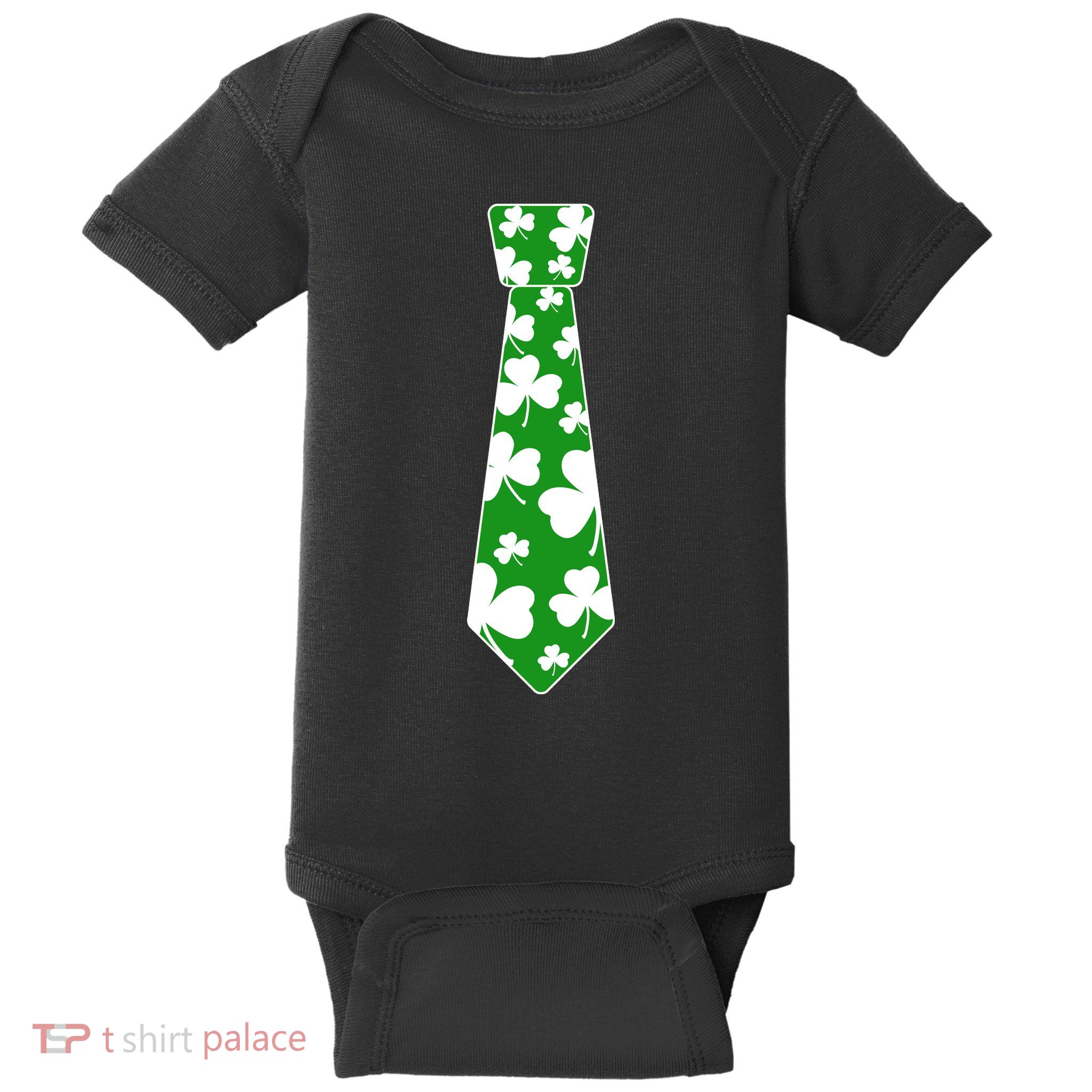 Shamrock Irish Clover Party Tie Baby Bodysuit
