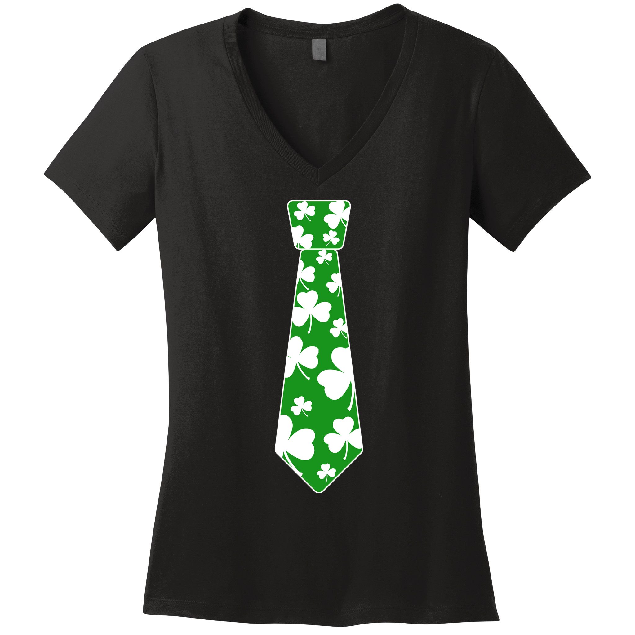 Shamrock Irish Clover Party Tie Women's V-Neck T-Shirt