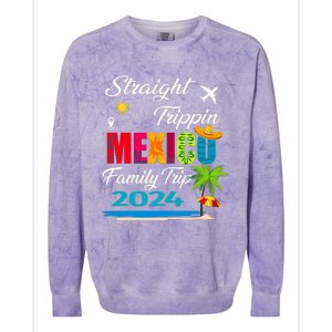 Straight Trippin 2024 Family Vacation Trip Mexico Matching Colorblast Crewneck Sweatshirt